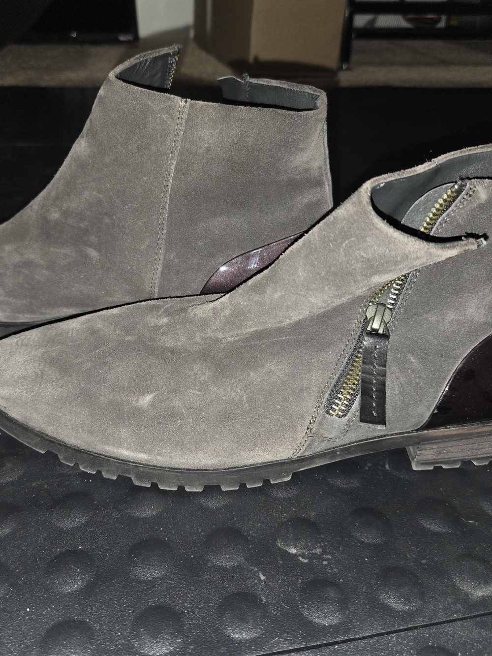 Paul Green Black Suede Ankle Booties with Gloss Back Panel - Picture 6 of 7